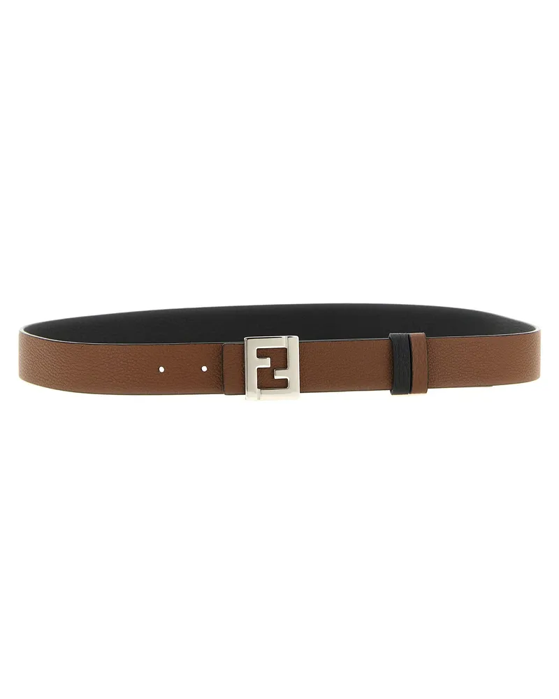 Fendi Reversible Calfskin Belt — Black Black