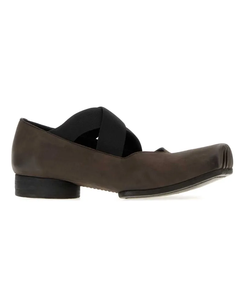 Uma Wang Women's Dark Brown Leather Ballerinas Brownblack Ballerine Flat Shoes Brown