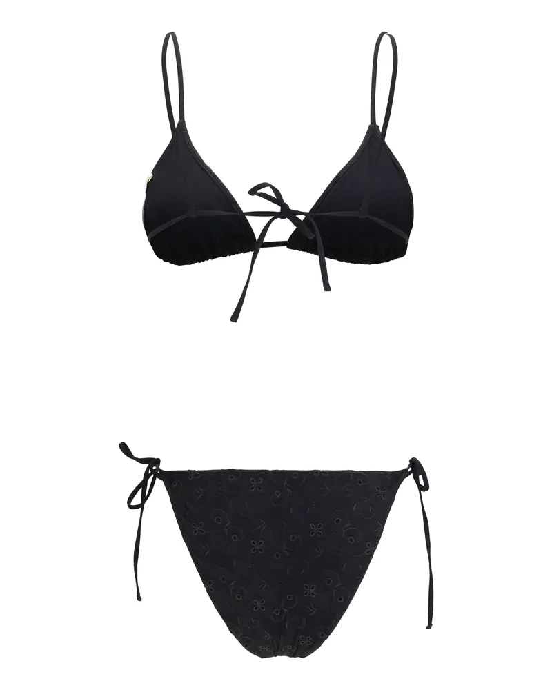 Kristina Ti Women Bikini With Floral Details Nero Polyester; Spandex Swimwear Sea Clothing Nero