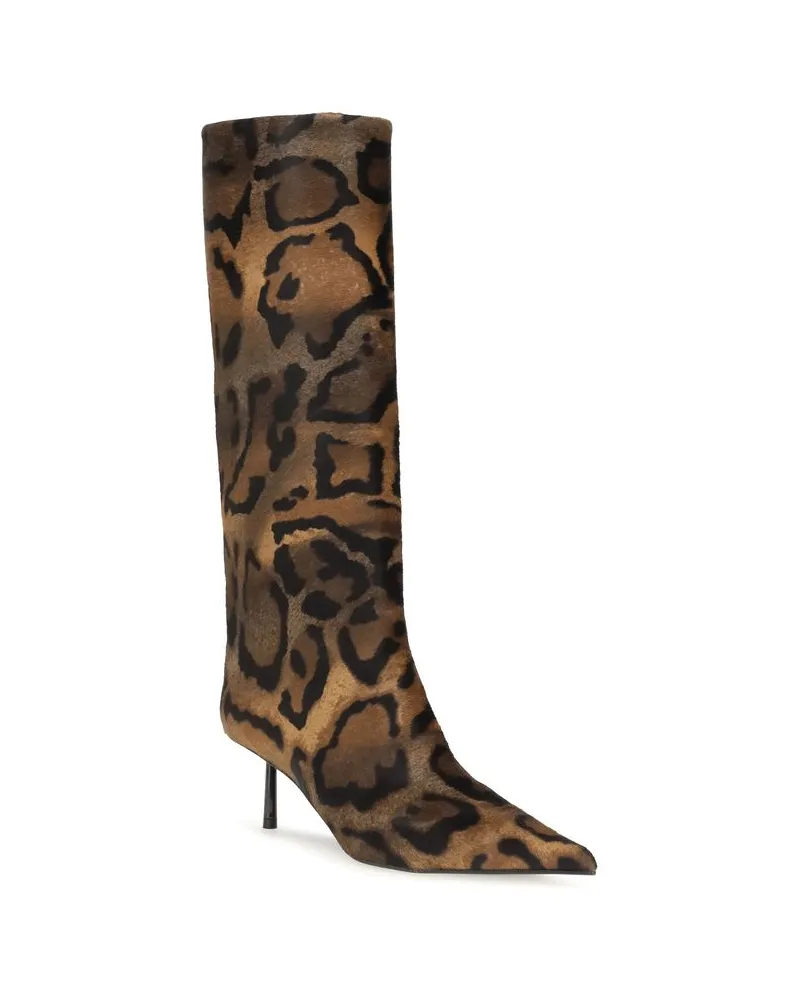 Le Silla Women's Brown Hair High Heel Boots Brown