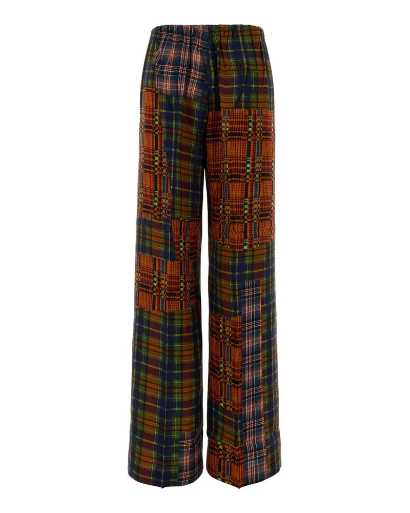 Dries van Noten Patchwork Plaid Trousers — Orange Orange