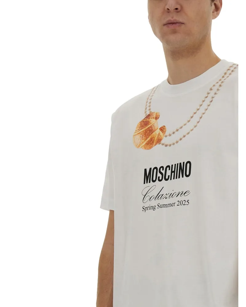 Moschino Logo-Print Cotton T-Shirt — White White
