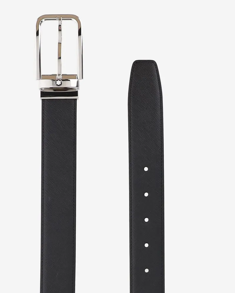 Montblanc Men's Reversible Leather Belt Black Black