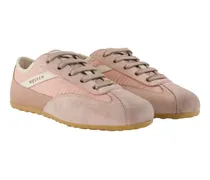 Leather and Suede Low-Top Sneaker — Pink