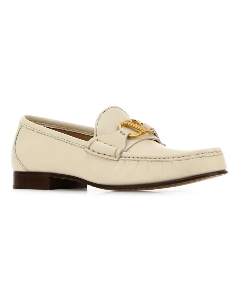 Valentino Garavani Women's Ivory Leather Vlogo Loafers Mocassini Ivory