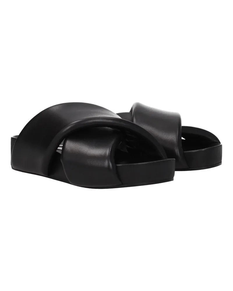 Jil Sander Women's Black Leather Slippers Black