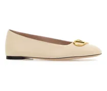 Women's Vlogo Flat Beige Lambskin Leather
