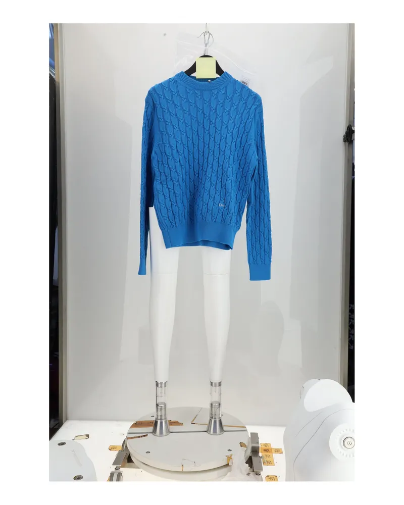 Dior Men's Knit Sweater Intrecciato Cotton Blue Blue