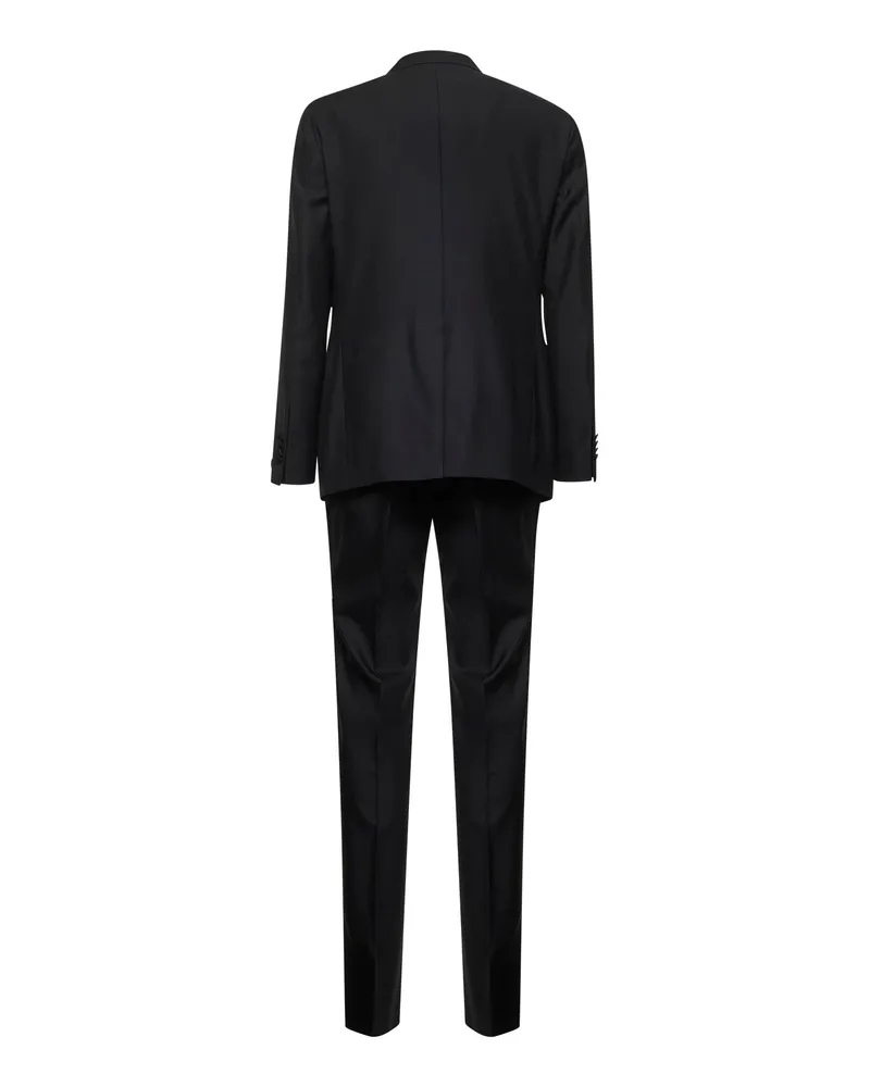 Tagliatore Men's Tuxedo Suit Vesuvio Black Virgin Wool Suits Black