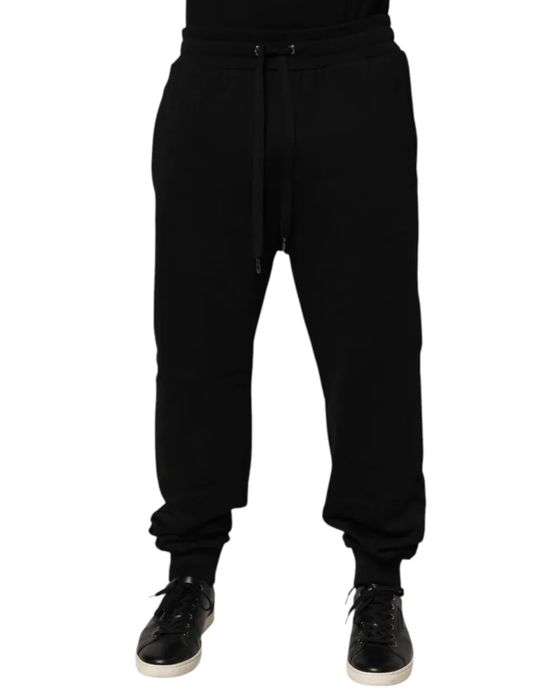 Dolce & Gabbana Men's Black Cotton Drawstring Logo Sweatpants Pants Black