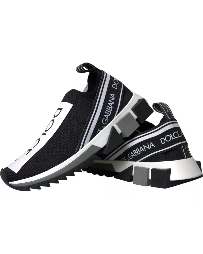 Dolce & Gabbana Women's Black White Slip On Sorrento Sneakers Shoes Black-White Polyester Viscose Pu Elastane Black/white Black