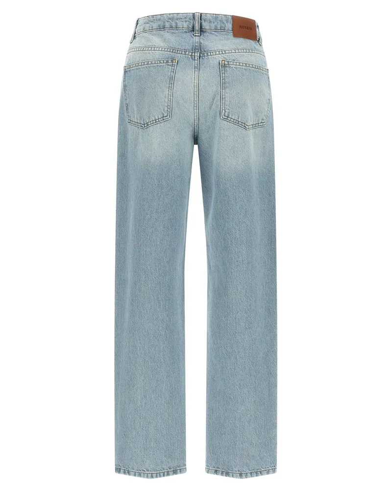 ROTATE Birger Christensen Front Zip Organic Cotton Jeans — Light Blue Light