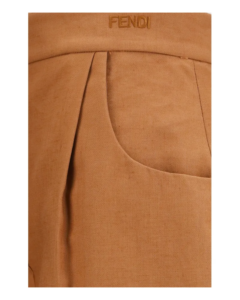 Fendi Women's Balloon Trousers Cotton-Linen Brown Brown