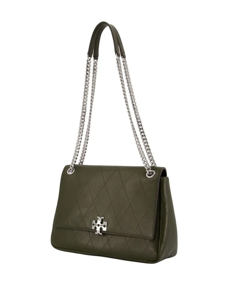 Tory Burch Women's Charlie Shoulder Bag -  Leather Khaki Calfskin Shoulder-Hobo-Bags Green