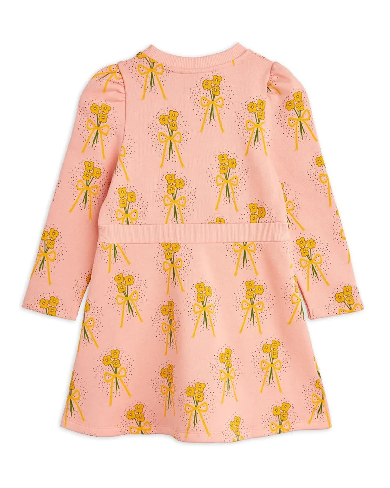 Mini Rodini Winter Flowers Print Cotton Sweat Dress — Pink Pink