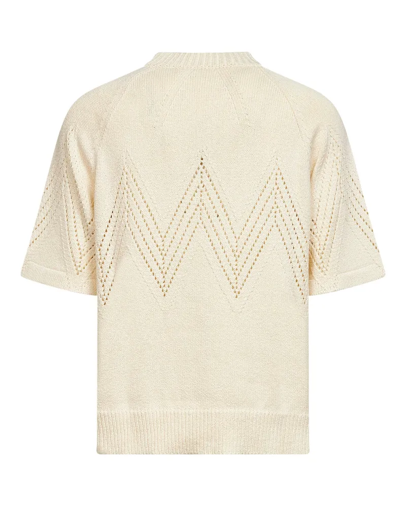 Jil Sander Men's Ivory Cotton Knit Sweater With Pointelle Motif Ivory