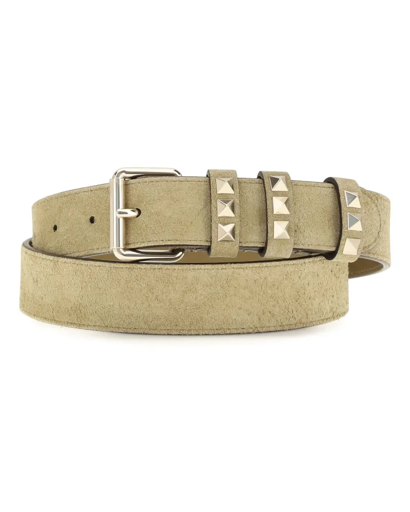 Valentino Garavani Women's Belt Rockstud Suede Havana Beige Beige