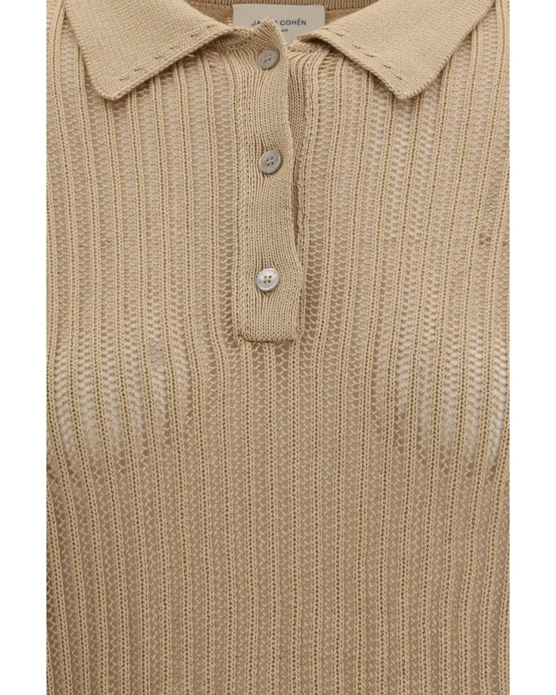 Jacob Cohën Women Cotton Polo Shirt Light Camel Tops Beige