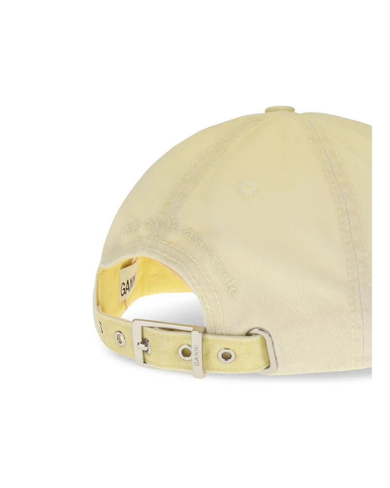 Ganni Women's Cotton Logo Baseball Cap Lemon Meringue Hats E Hairbands Beige