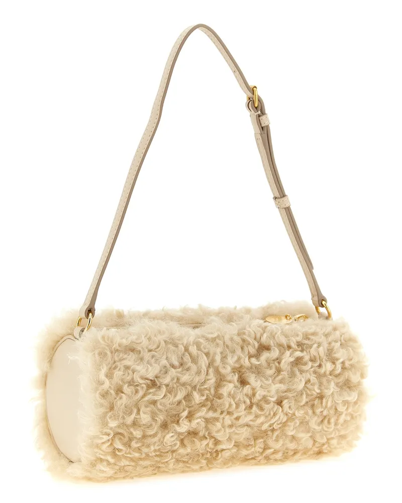 Stella McCartney Sheepskin-Effect Polyester Clutch — Beige Beige