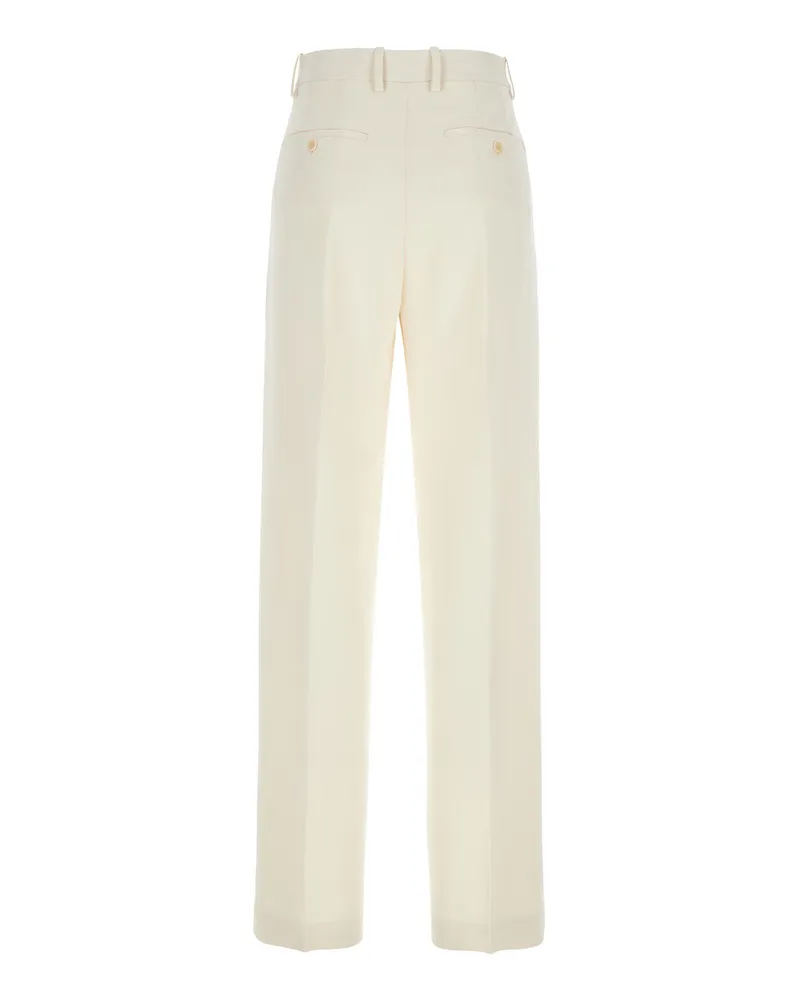 Theory Women's White Pants With Belt Loops Tech Fabric Trousers White