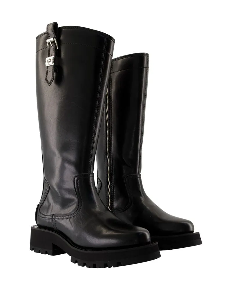 Ganni Women's Studded Lug-Sole Boot Black Synthetic Black