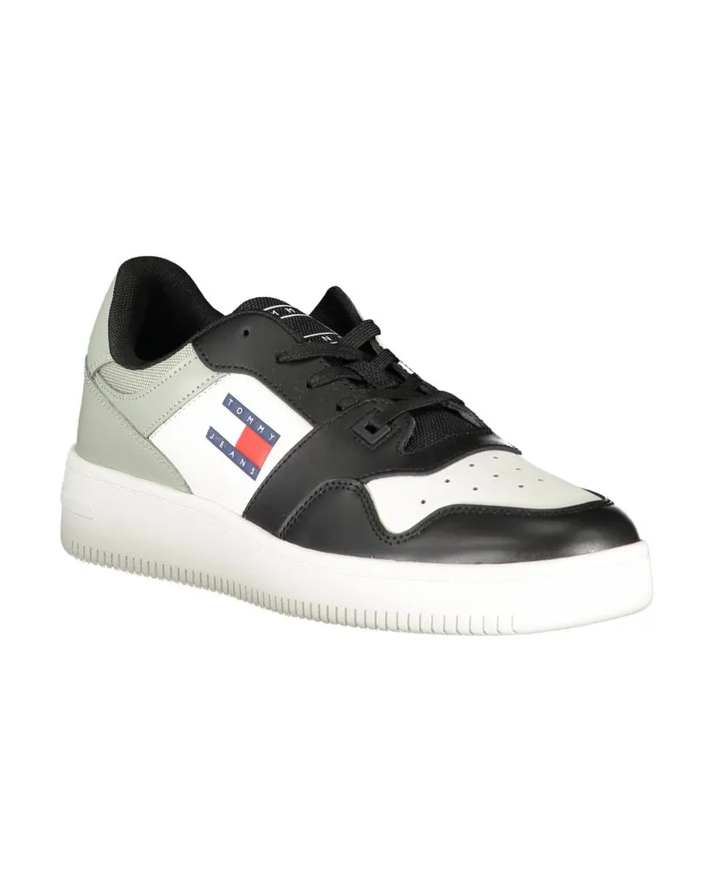 Tommy Hilfiger Recycled Polyester Leather Sneaker — Black Black
