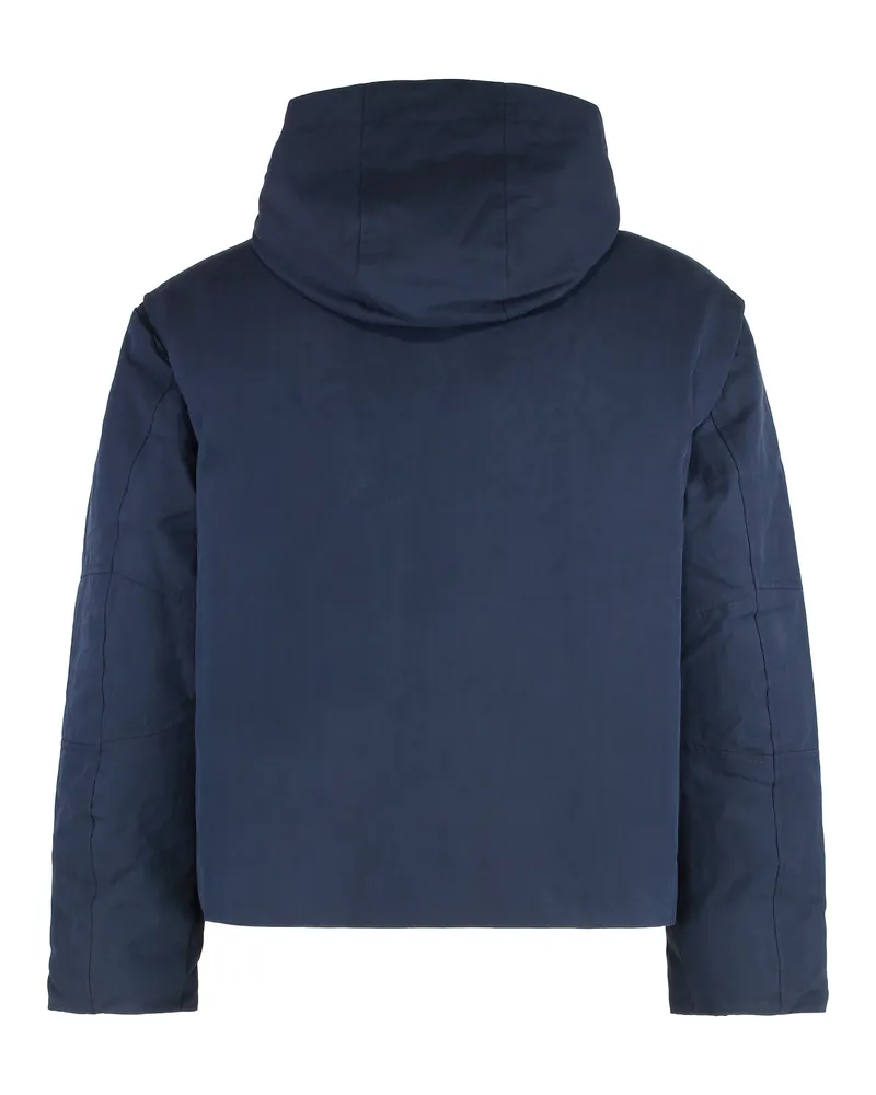K-Way Men's Parka Guillermo With Hood Blue Cotton Parkas Coat Blue