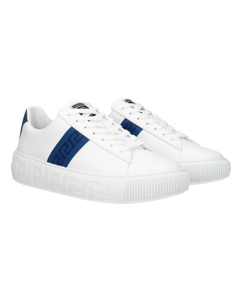 Versace Men's White Leather Low Top Sneakers White