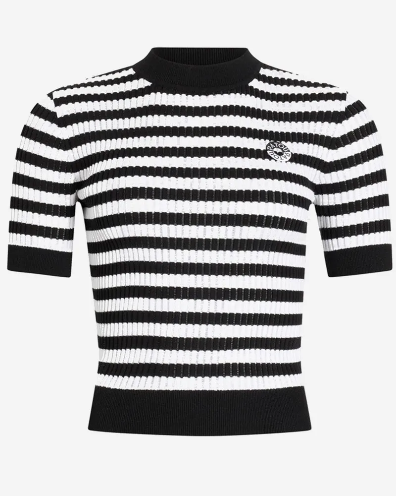 Patou Women's Cotton Sweater With Striped Pattern White-Black White/black Black