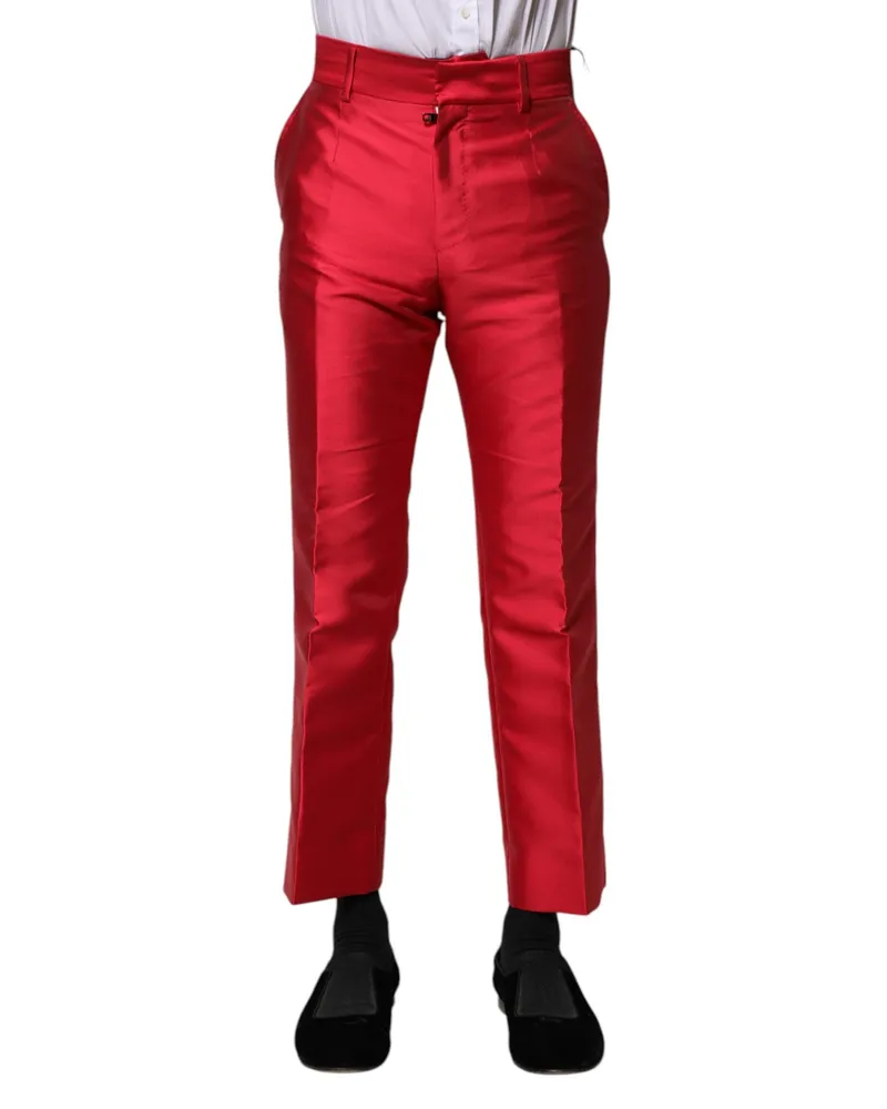 Dolce & Gabbana Cropped Polyester Trousers — Red Red