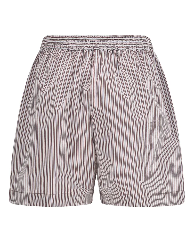Brunello Cucinelli Women's Shorts Striped Silk White-Light Blue-Bordeaux Cotton White/light Blue/bordeaux White