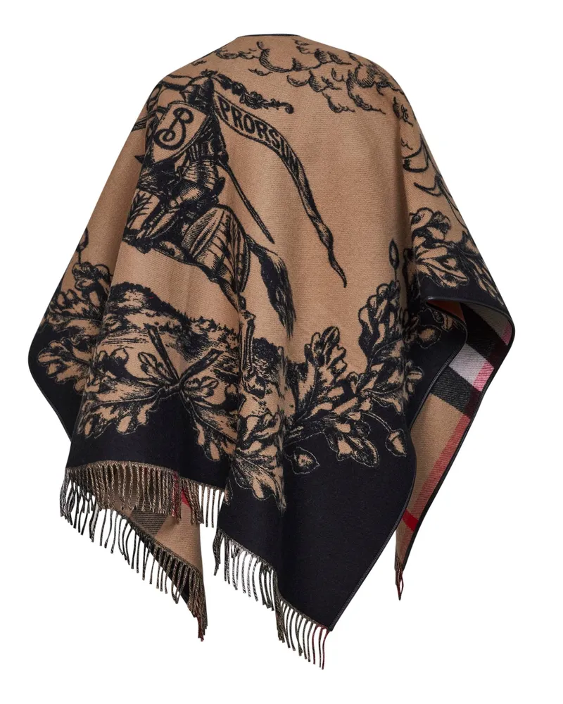 Burberry Women's Cape Gallant Knight Archive Beige Wool Capes Jacket Beige