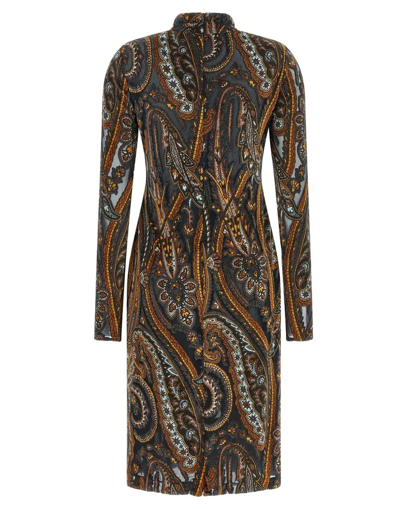 Etro Paisley Jacquard Chenille Dress — Black Black