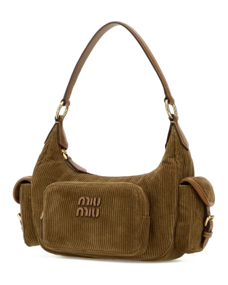 Miu Miu Corduroy Pocket Shoulder Bag — Beige Beige