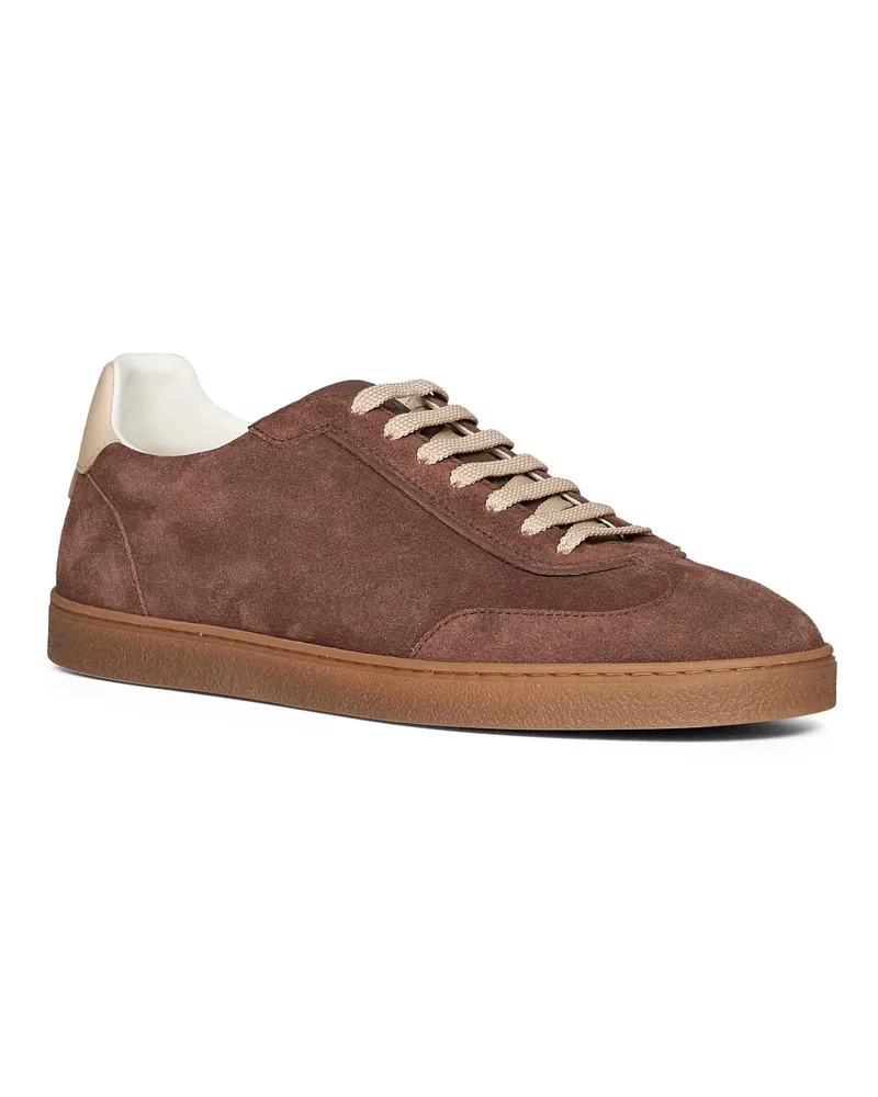 Brunello Cucinelli Men's Sneakers Mud Suede Brown Calf Leather Trainers Brown