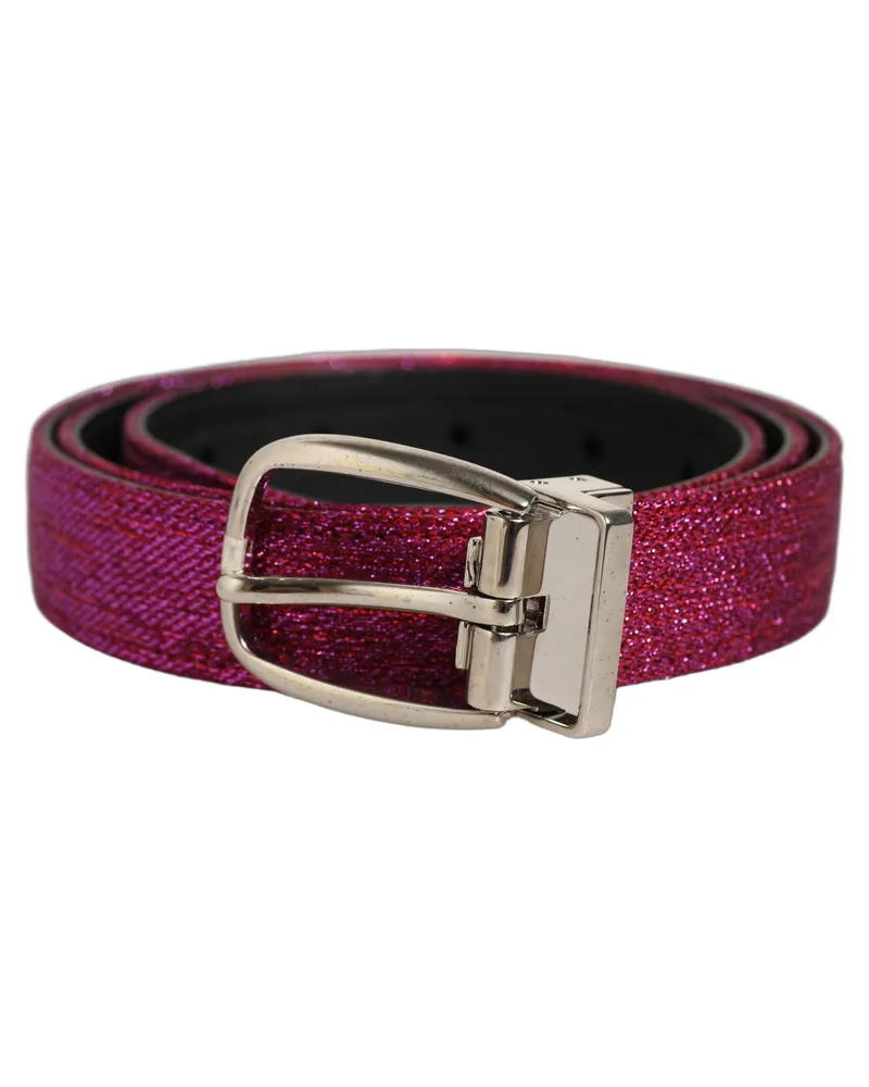 Dolce & Gabbana Glitter Leather Belt — Pink Pink