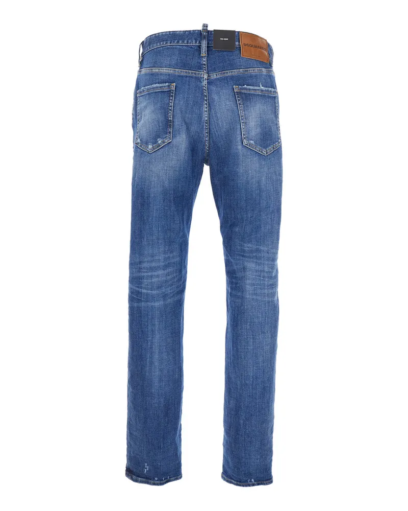 Dsquared2 Men's Blue Jeans With Ripped Details Cotton Blue