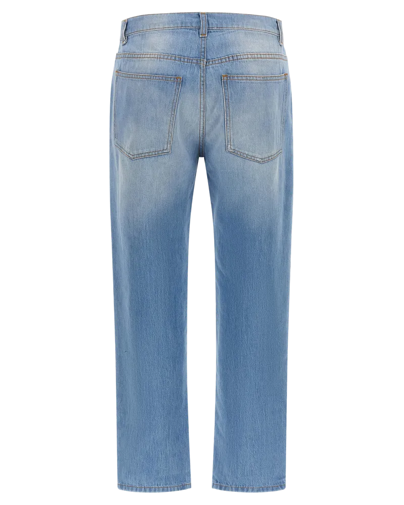 Moschino Women's Blue Cotton Straight-Leg Jeans Clothing Blue