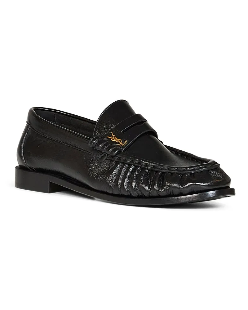 Saint Laurent Women's Loafers Le Loafer Shiny Nappa Black Lambskin Black