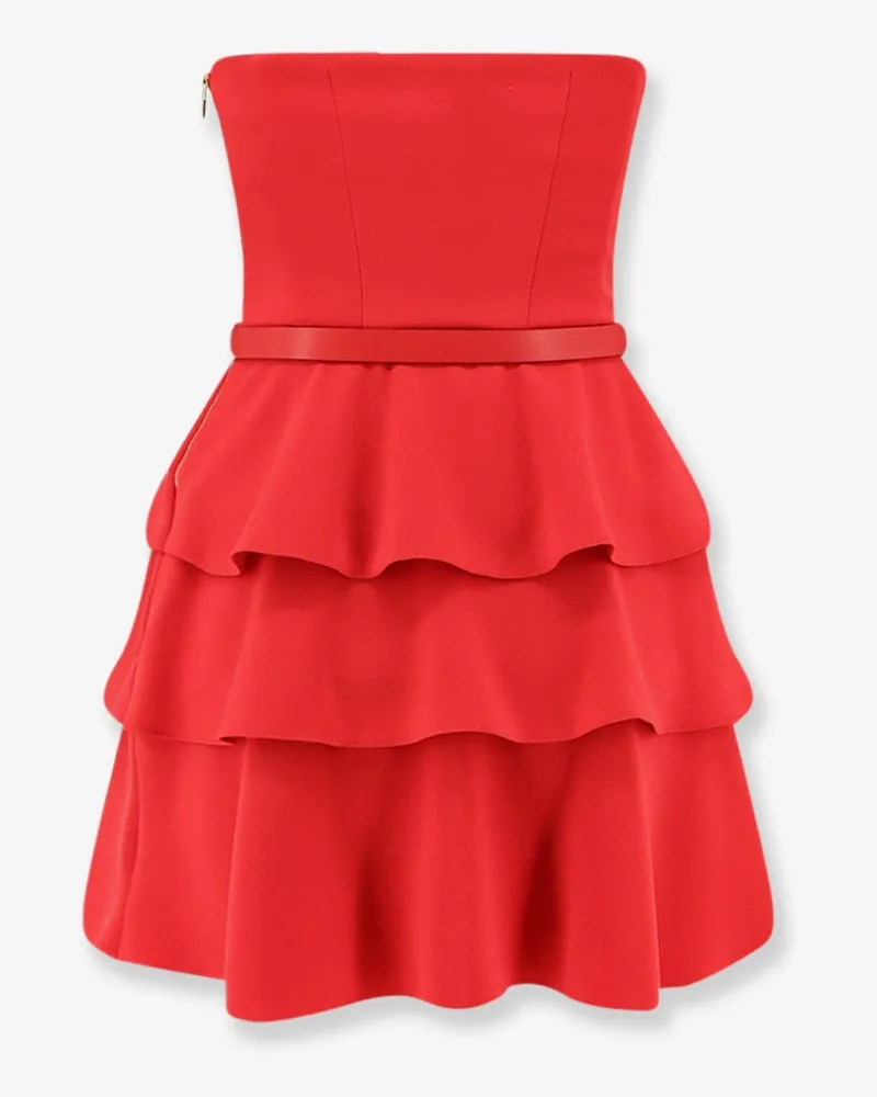 Elisabetta Franchi Women's Mini Dress With Bustier Detail — Red Polyester Red