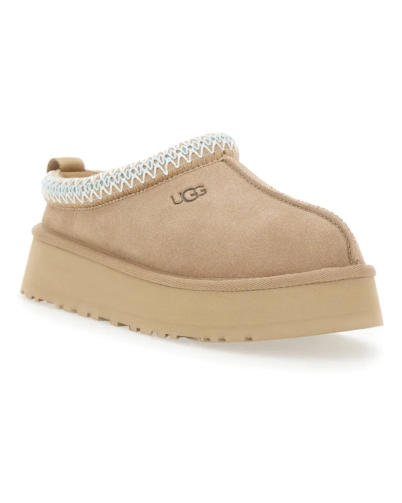UGG Women's Sabot Tazz Suede Beige Leather Shoe Beige