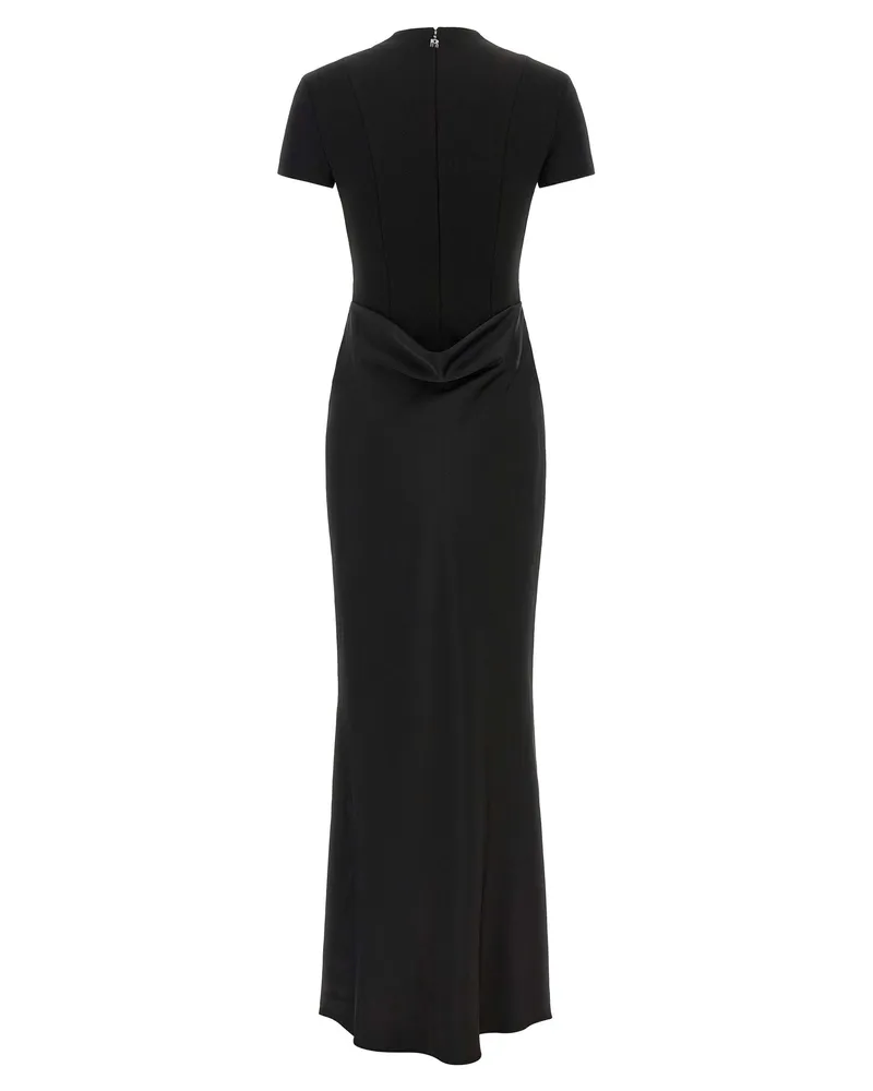 ROTATE Birger Christensen Draped Structured Bodice Dress — Black Black