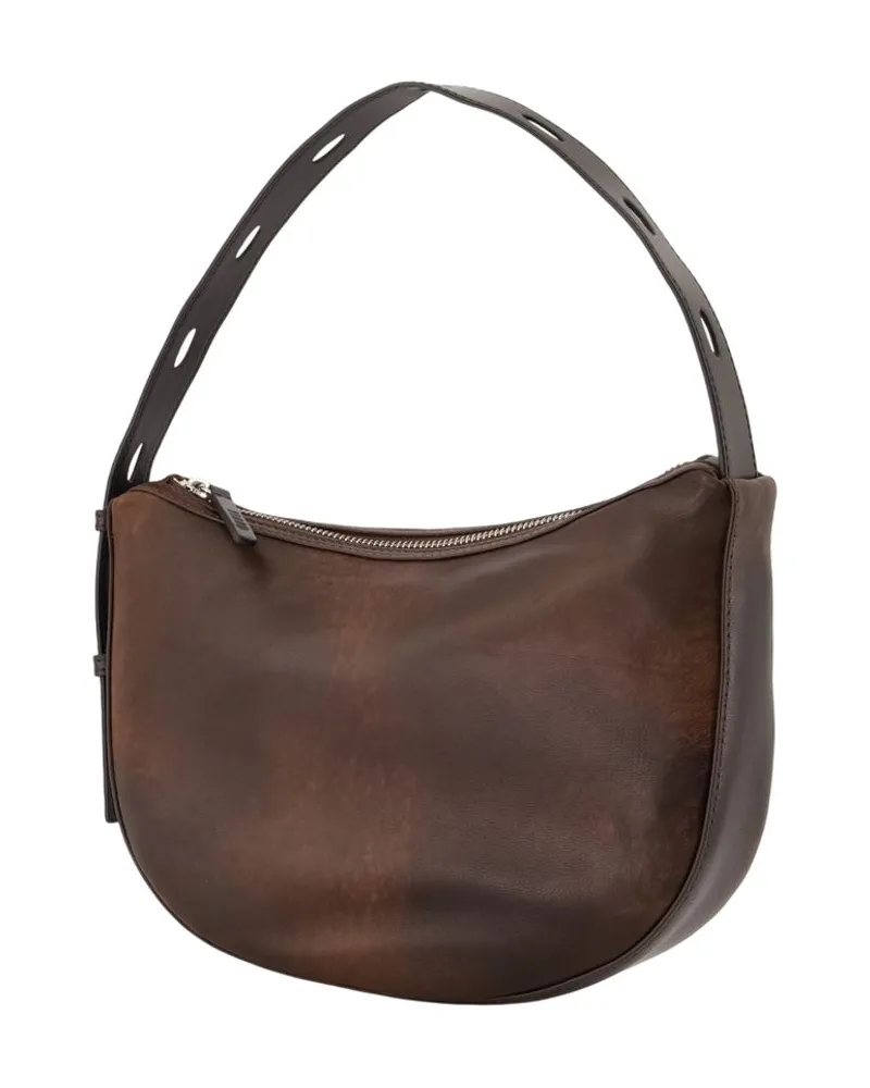 STAUD Levi Lambskin Leather Shoulder Bag — Brown Brown