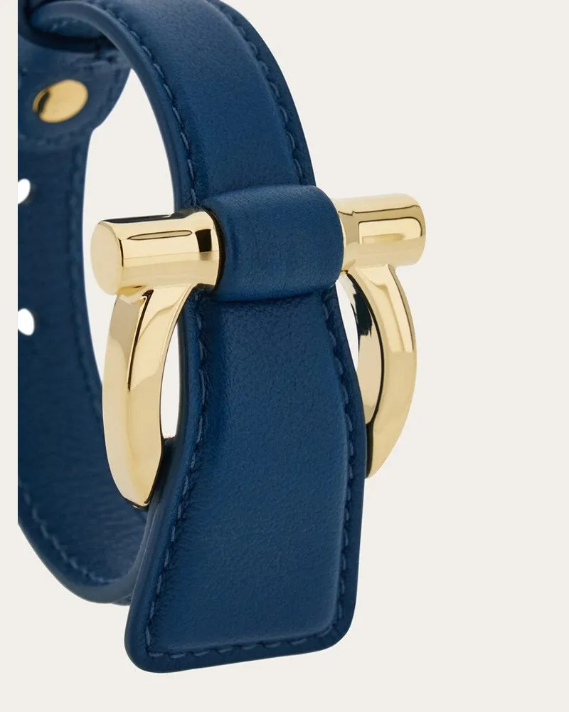 Ferragamo Womens Blue Leather Brass Bracelet Bijoux Blue