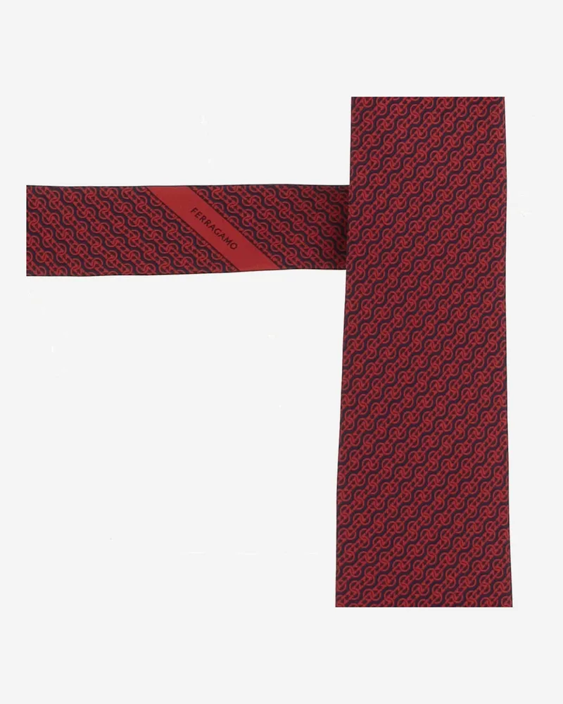 Ferragamo Men's Silk Tie Red Pattern Ties & Bow Red