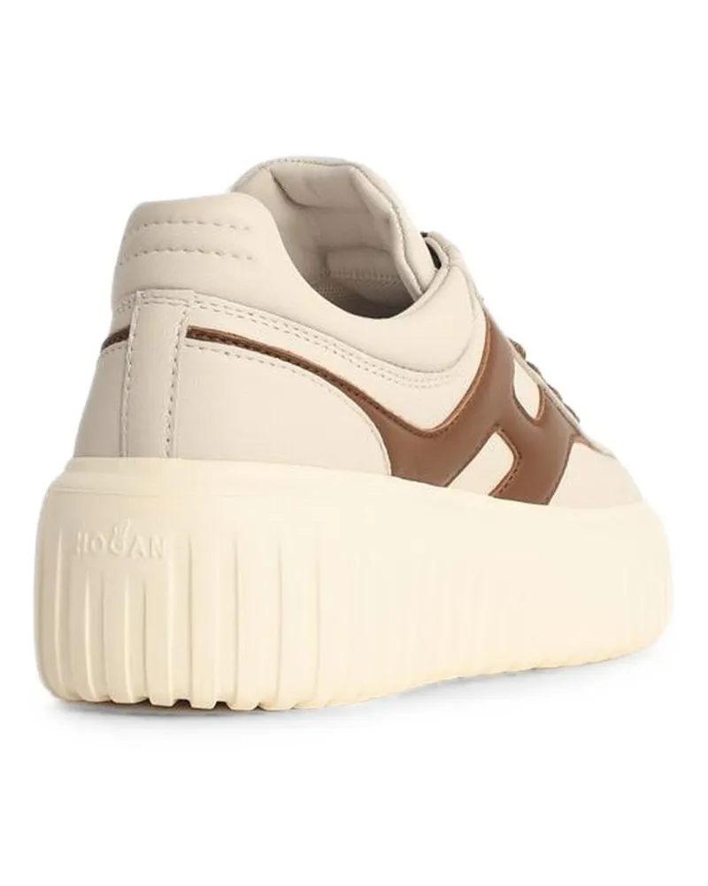 Hogan Contrast H-Stripe Leather Sneaker — Cream Cream