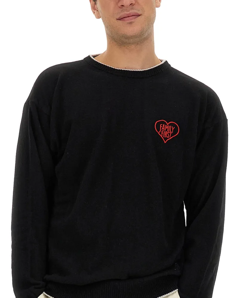 Family First Logo Cashmere Blend Sweater — Black Black