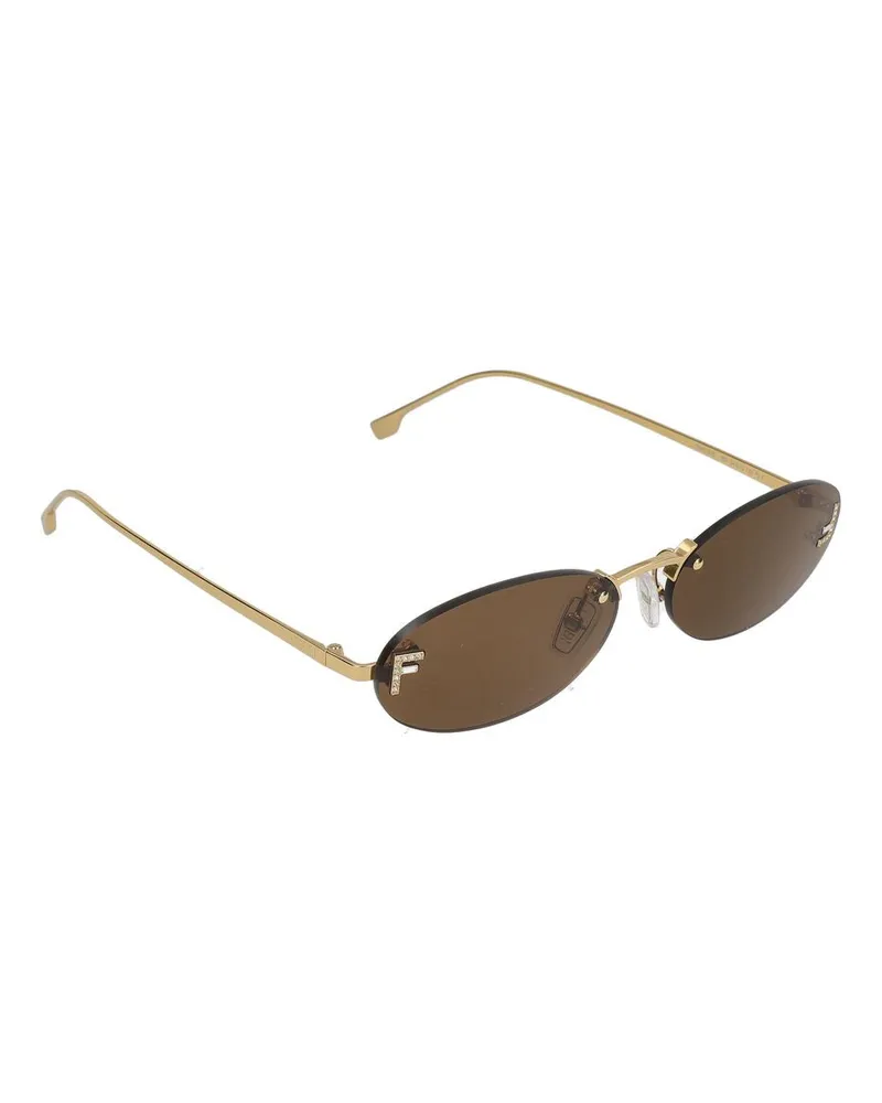Fendi Unisex Fe4075us Gold-Tone Metal Frame Sunglasses Standard Gold
