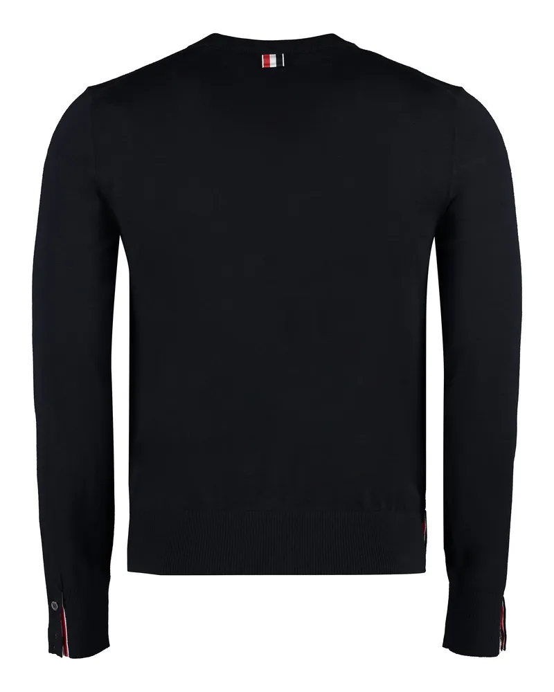 Thom Browne Men's Virgin Wool Crew-Neck Sweater Blue Sweatshirts Blue